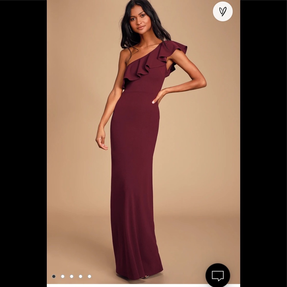 Lulu's Burgundy One-Shoulder Maxi Dress